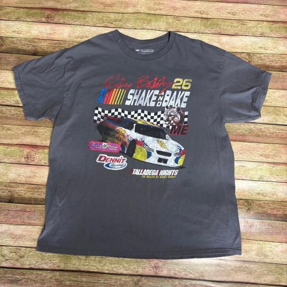Talladega Nights Shake and Bake Ricky Bobby dark grey graphic t-shirt
